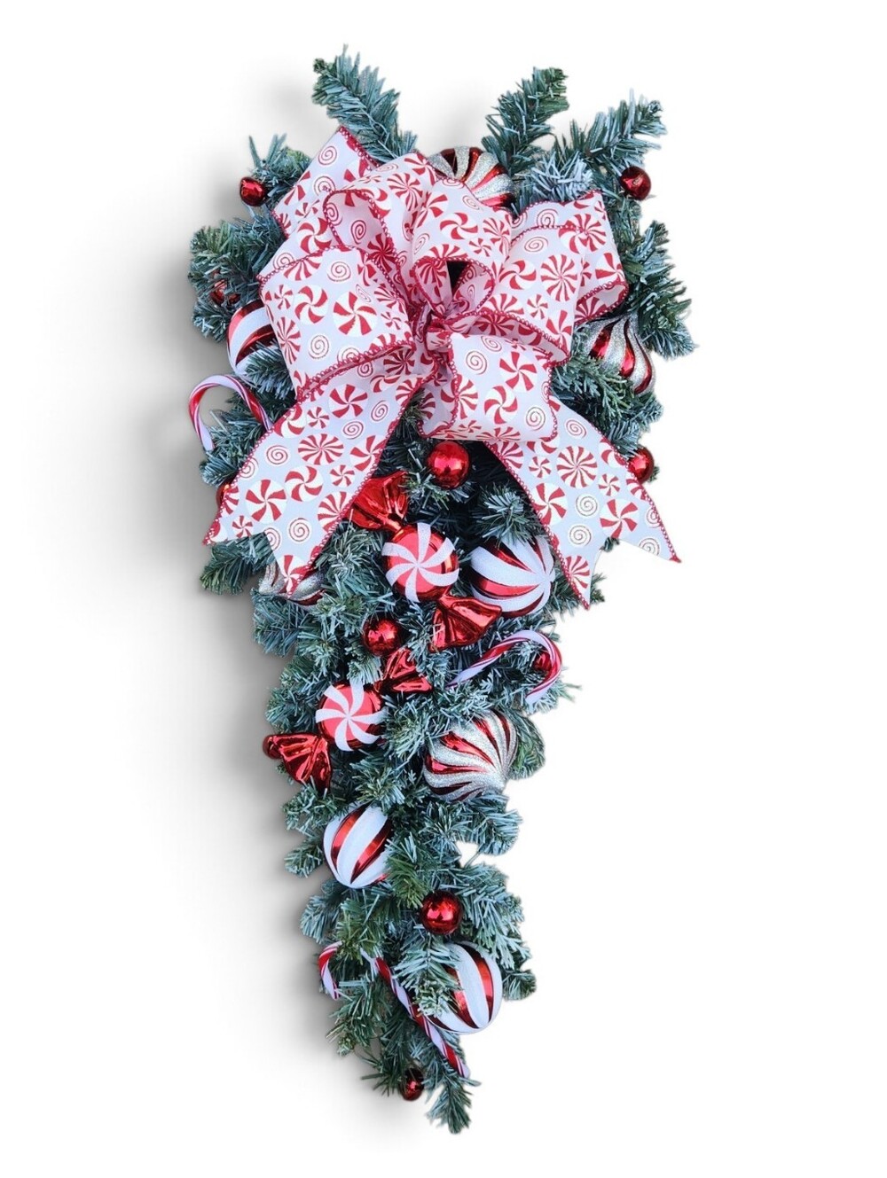 Handmade Peppermint Candy Christmas Swag Candy Cane Front Door Decor